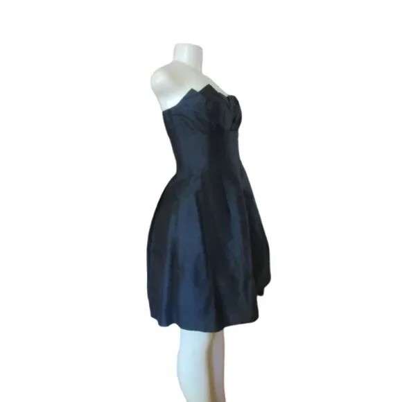 Vintage Trina Turk Black Silk Sleeveless Party Dress W/ Ruffles Size 4 - Picture 4 of 9